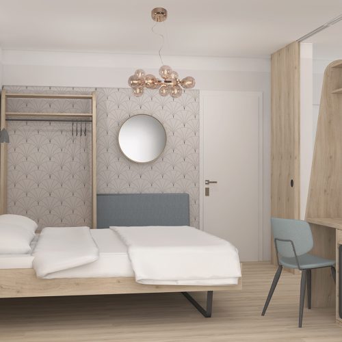 Villa Flöckner Salzburg Vierbettzimmer Doppelbett Zimmer-13